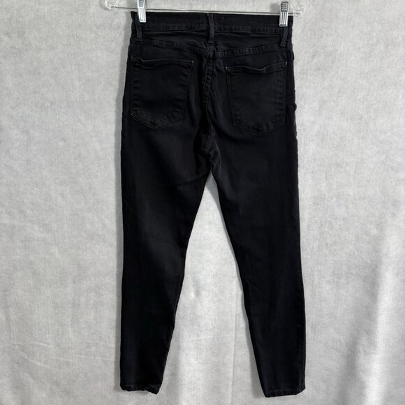 FRAME Women Le High Skinny Film Noir Stretch Denim Stretch Sz 27 Black 7-19 - Picture 4 of 15